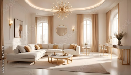 white and gold theme modern interior design