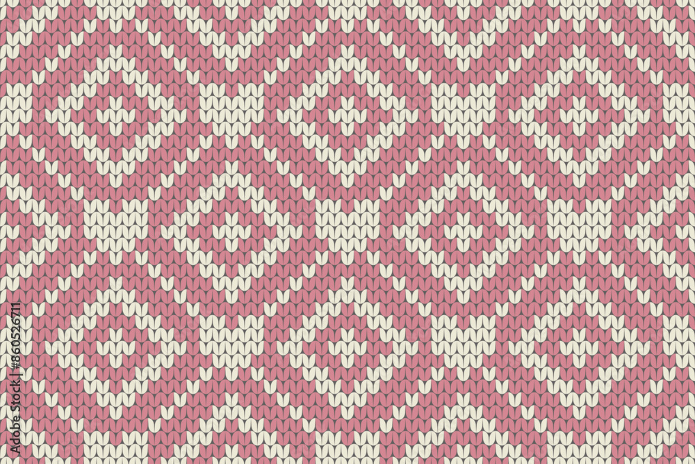 Traditional Knitted Pattern with Diamond Shapes in Pink and White Traditional Knitted Pattern with Diamond Shapes in Pink and White