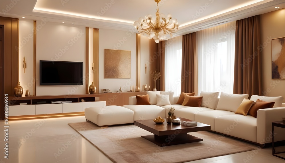 Fototapeta premium white and gold theme modern interior design