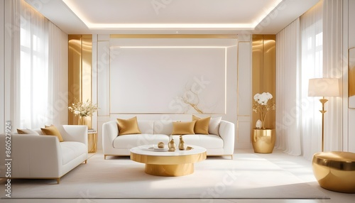 white and gold theme modern interior design