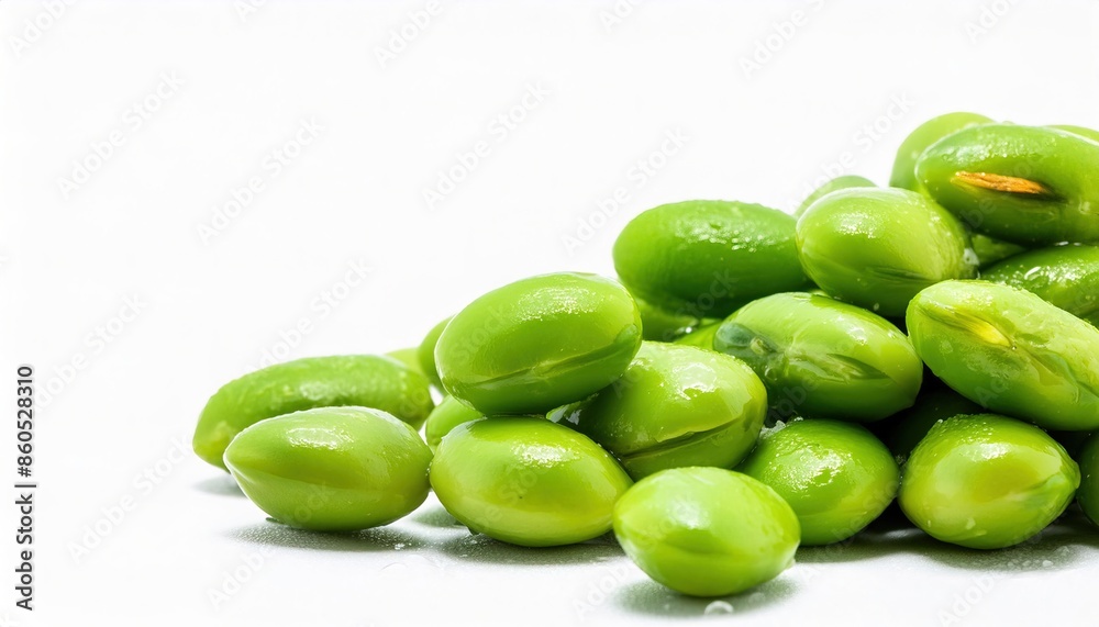 Edamame - a Japanese dish prepared with immature soybeans in the pod, popular across the world because it is rich in vitamins, dietary fiber, and isoflavones. Asian cooking vegetable food and broth