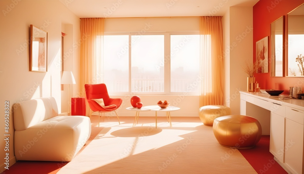 Fototapeta premium white and gold theme modern interior design