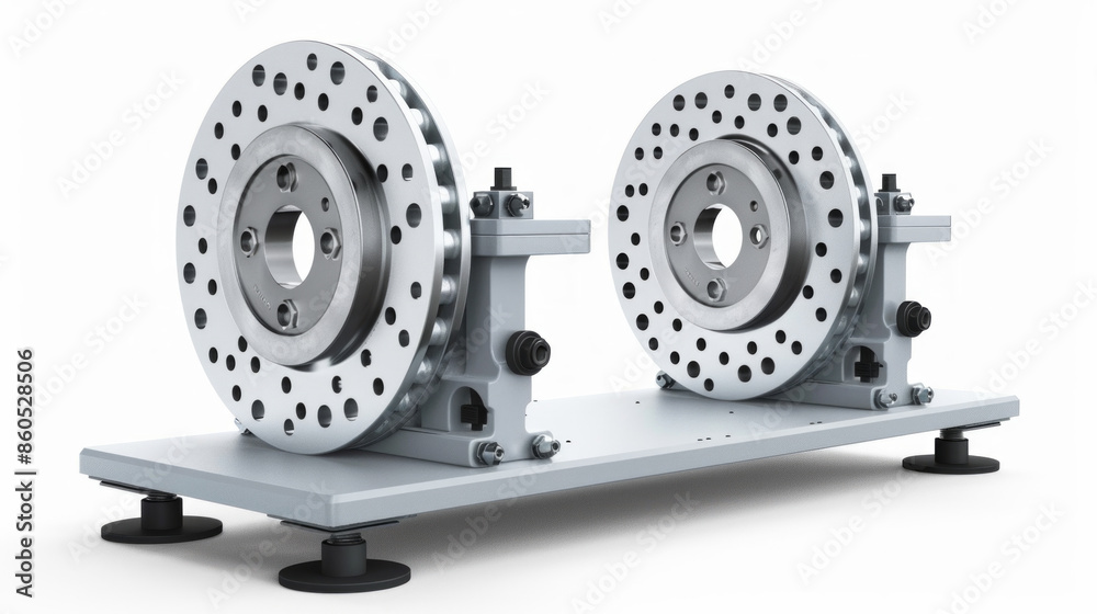 Brake dynamometers for testing braking performance isolated on white background Brake dynamometers for testing braking performance isolated on white background