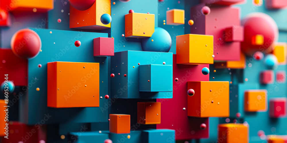 Abstract Geometric Shapes with Depth. A vibrant abstract composition featuring geometric shapes like cubes and spheres, creating depth and dynamic visual interest. Abstract Geometric Shapes with Depth. A vibrant abstract composition featuring geometric shapes like cubes and spheres, creating depth and dynamic visual interest.