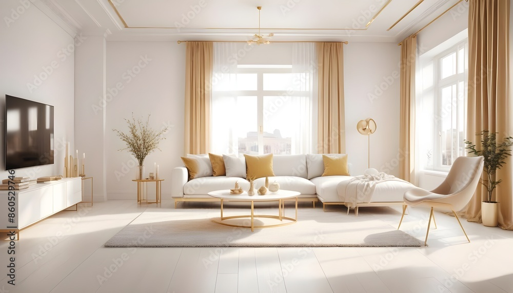 white and gold theme modern interior design