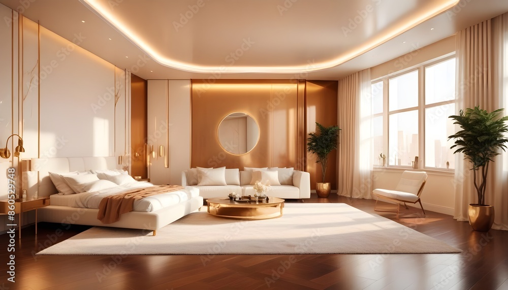 Fototapeta premium white and gold theme modern interior design