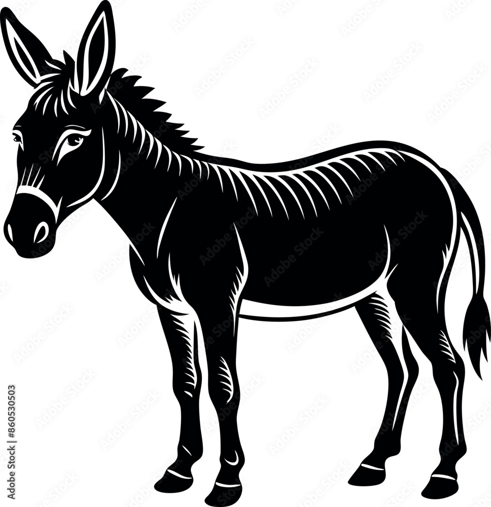 Fototapeta premium donkey silhouette vector illustration Design on a white background 