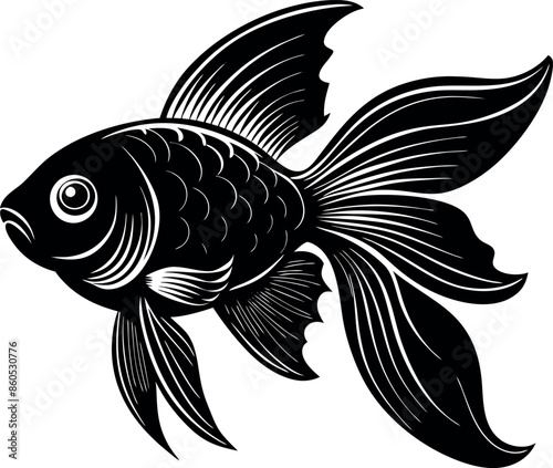 goldfish silhouette vector illustration Design on a white background

