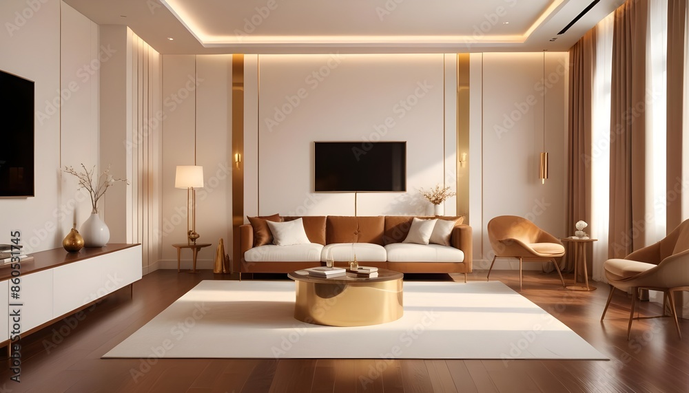 Fototapeta premium white and gold theme modern interior design