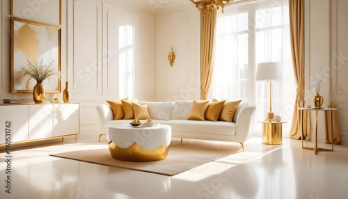 white and gold theme modern interior design