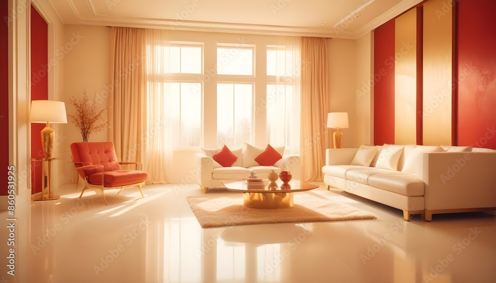 Fototapeta premium white and gold theme modern interior design