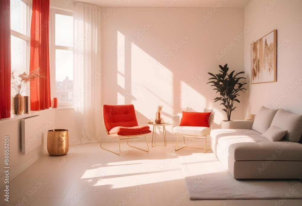 Fototapeta premium white and gold theme modern interior design