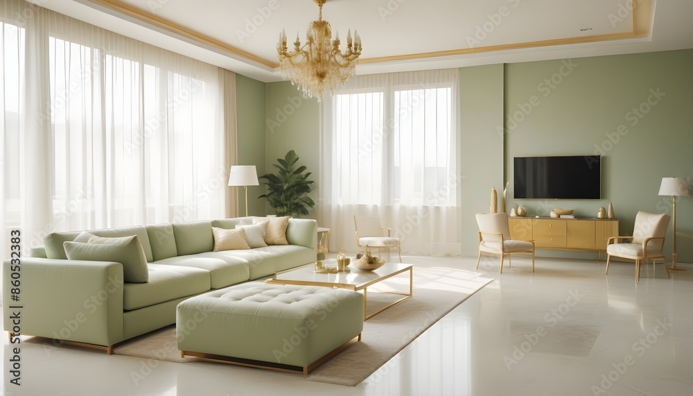 Fototapeta premium white and gold theme modern interior design