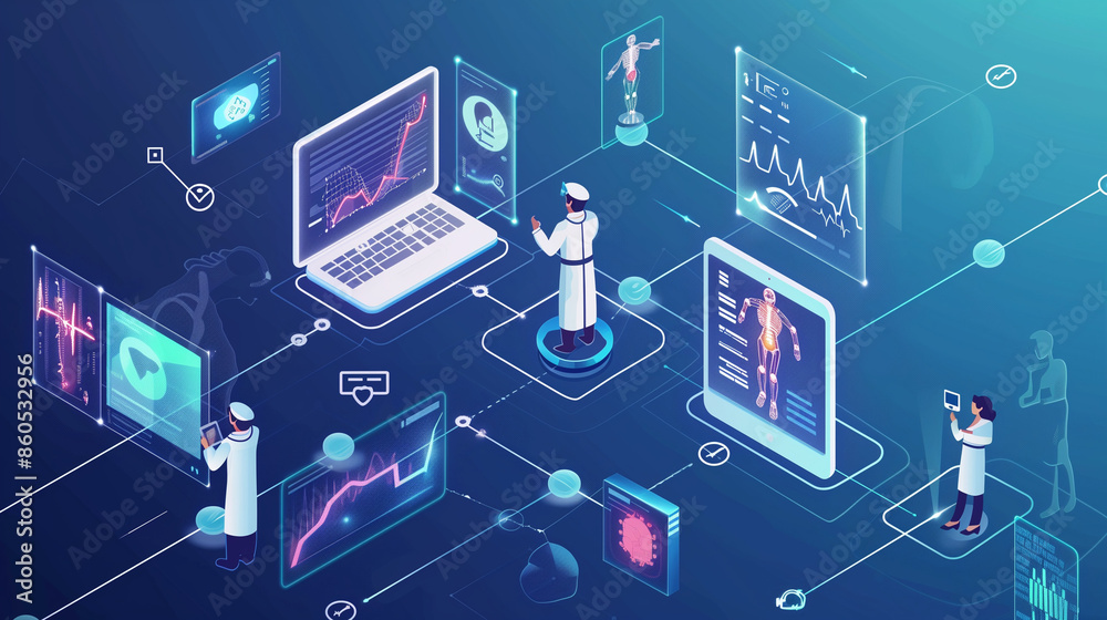 visualization of the healthcare system, created with generative AI technology visualization of the healthcare system, created with generative AI technology