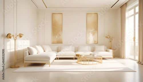 white and gold theme modern interior design