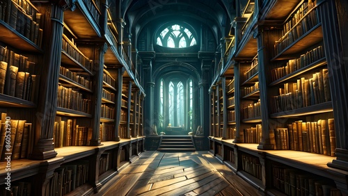 Ancient Library Interior Illustration
