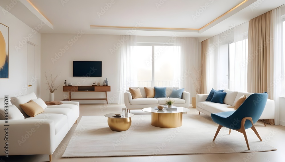 Fototapeta premium white and gold theme modern interior design