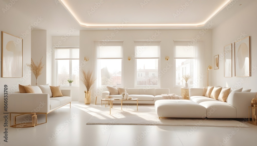 Fototapeta premium white and gold theme modern interior design
