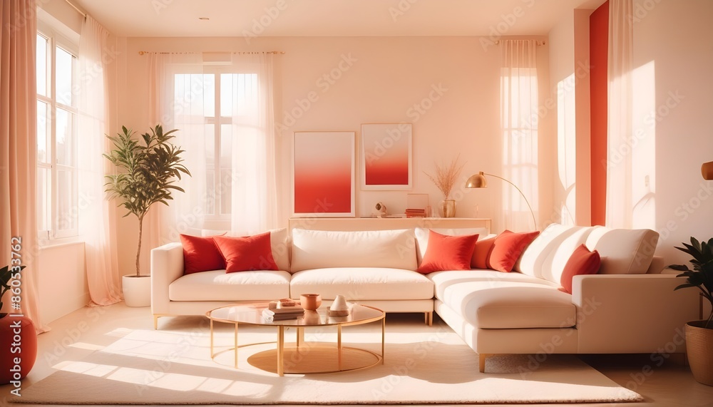 Fototapeta premium white and gold theme modern interior design