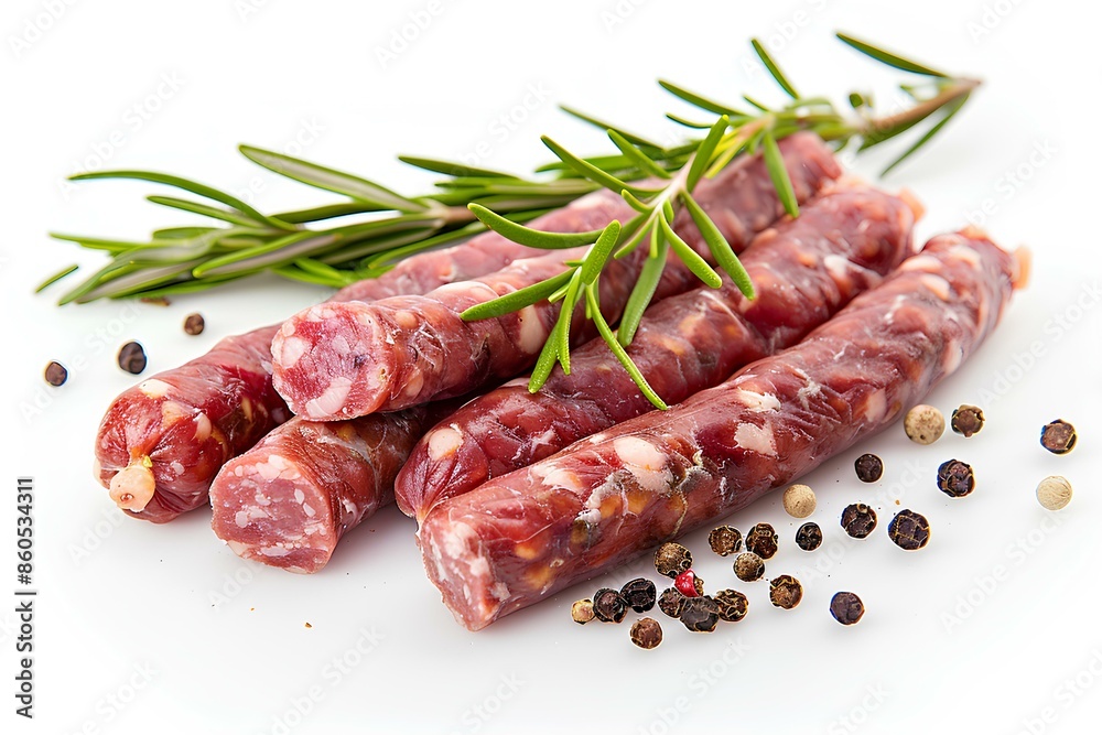 A bunch of sausages sitting next to a sprig of rosemary A bunch of sausages sitting next to a sprig of rosemary