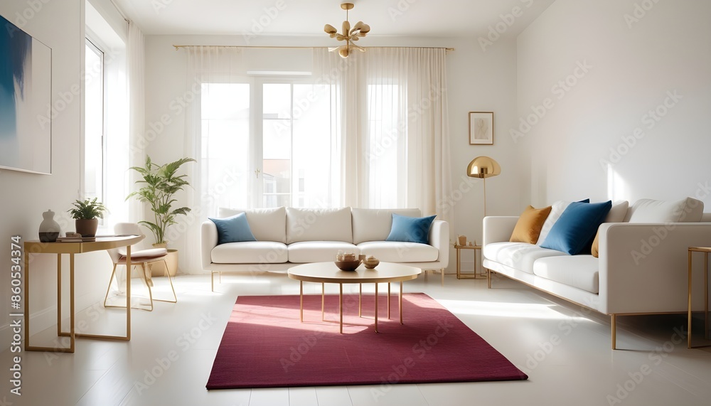 Fototapeta premium white and gold theme modern interior design