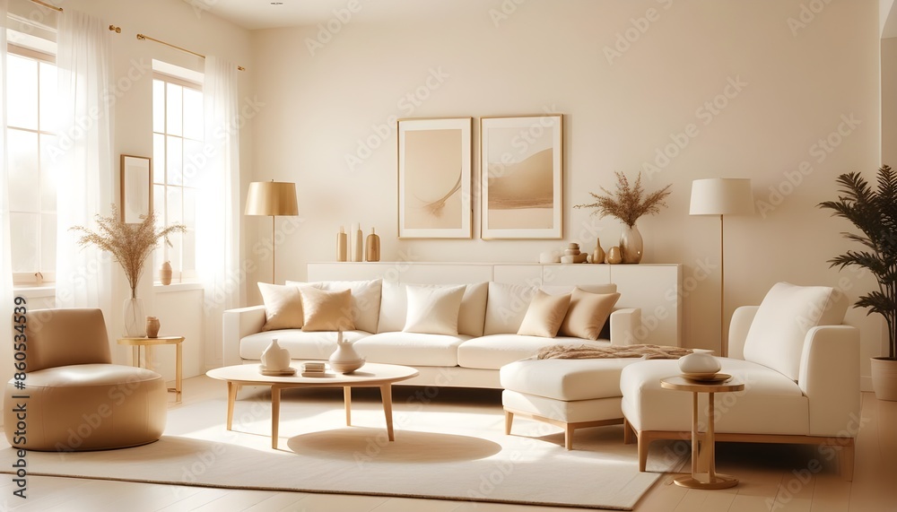 Fototapeta premium white and gold theme modern interior design