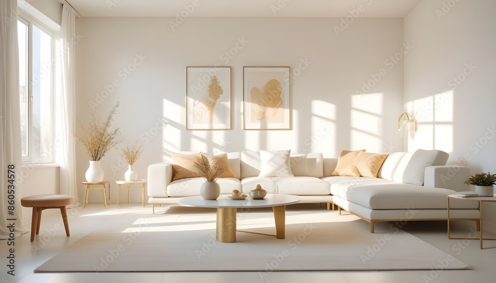 Fototapeta premium white and gold theme modern interior design