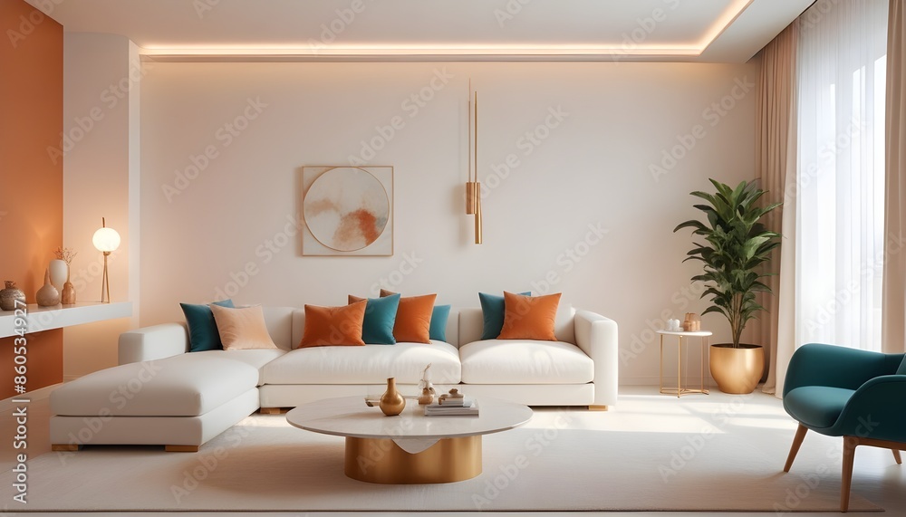 white and gold theme modern interior design