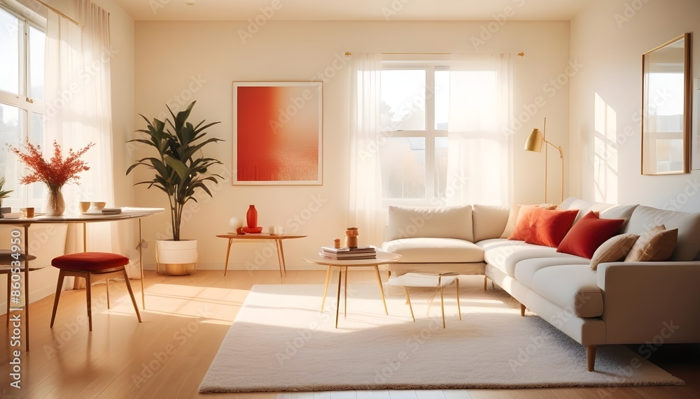 Fototapeta premium white and gold theme modern interior design