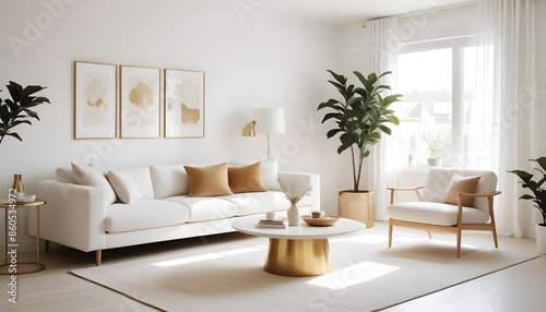 white and gold theme modern interior design