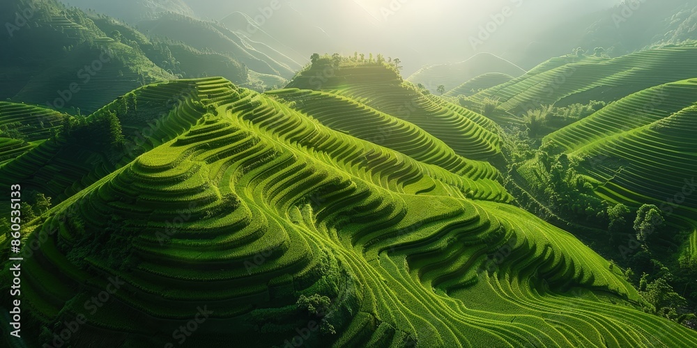 Serene Green Terraces: A Tranquil Landscape Serene Green Terraces: A Tranquil Landscape