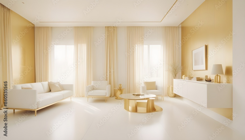 Fototapeta premium white and gold theme modern interior design