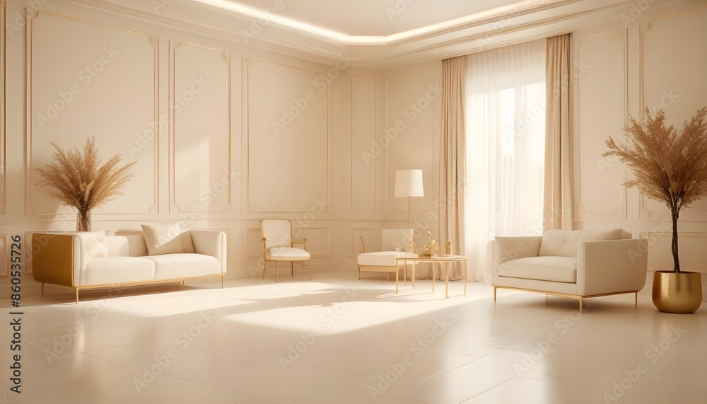 Fototapeta premium white and gold theme modern interior design