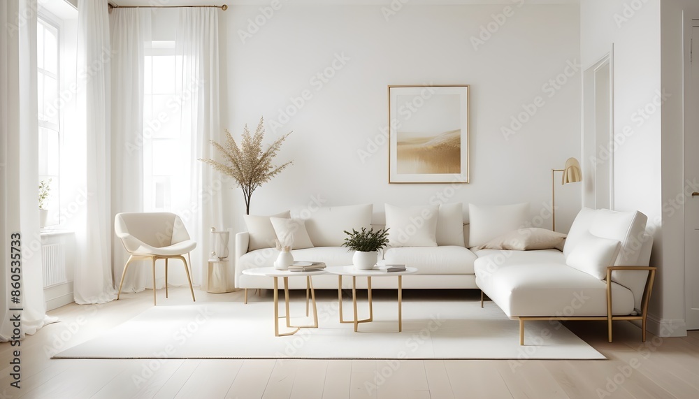 Fototapeta premium white and gold theme modern interior design