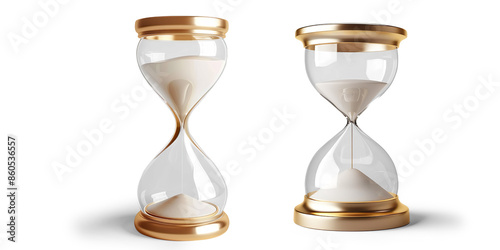 Golden Hourglass on Transparent Background

