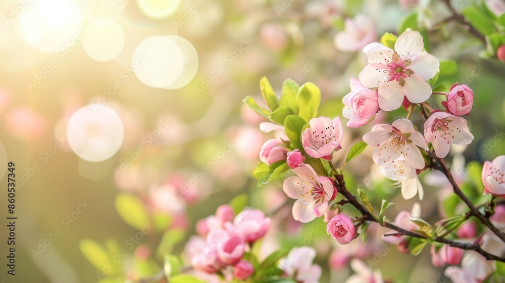 Close-up of peach blossoms in spring, with outdoor background. Ai generated image Close-up of peach blossoms in spring, with outdoor background. Ai generated image