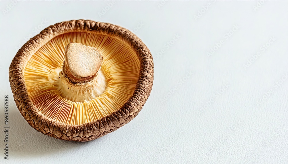 Shiitake mushroom - Lentinula edodes - is an edible mushroom native to East Asia, which is cultivated and consumed around the globe. Asian cooking vegetable food and broth concept. Isolated on white Shiitake mushroom - Lentinula edodes - is an edible mushroom native to East Asia, which is cultivated and consumed around the globe. Asian cooking vegetable food and broth concept. Isolated on white