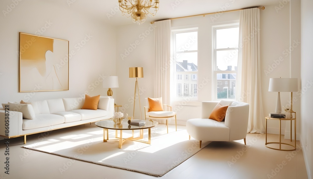 Fototapeta premium white and gold theme modern interior design