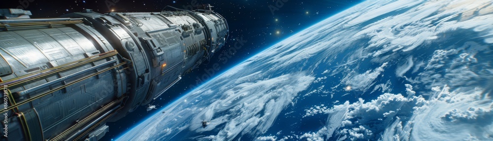 Futuristic Space Elevator Concept on Earth with Metallic Textures in High Resolution Futuristic Space Elevator Concept on Earth with Metallic Textures in High Resolution