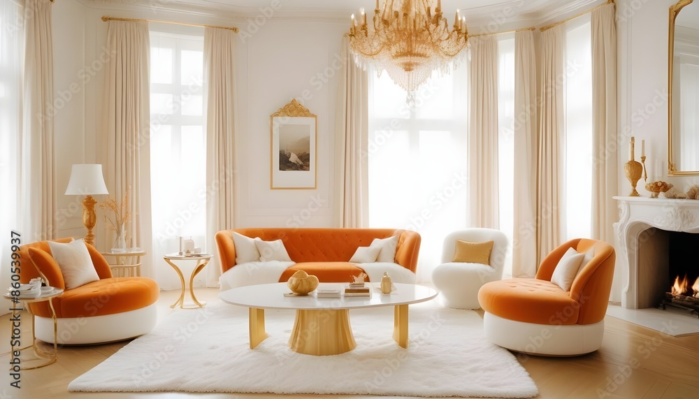 Fototapeta premium white and gold theme modern interior design