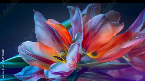 colorful tulip flower still life colorful flower macroflower background : Generative AI