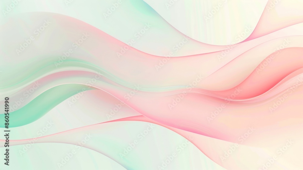 An abstract background with soft pastel waves in shades of pink and green An abstract background with soft pastel waves in shades of pink and green