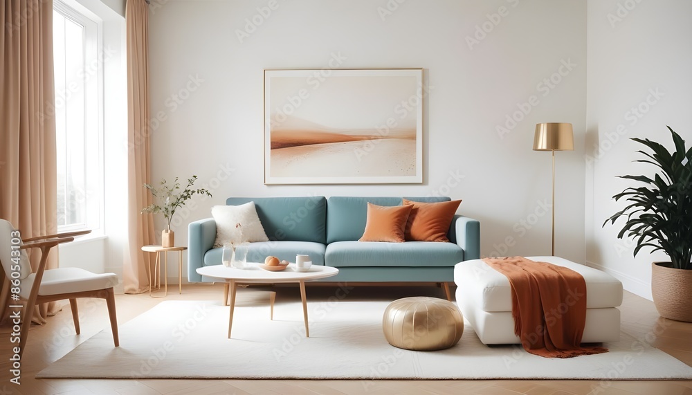 Fototapeta premium white and gold theme modern interior design