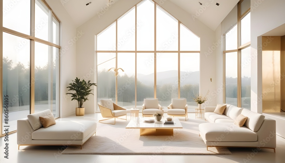 Fototapeta premium white and gold theme modern interior design