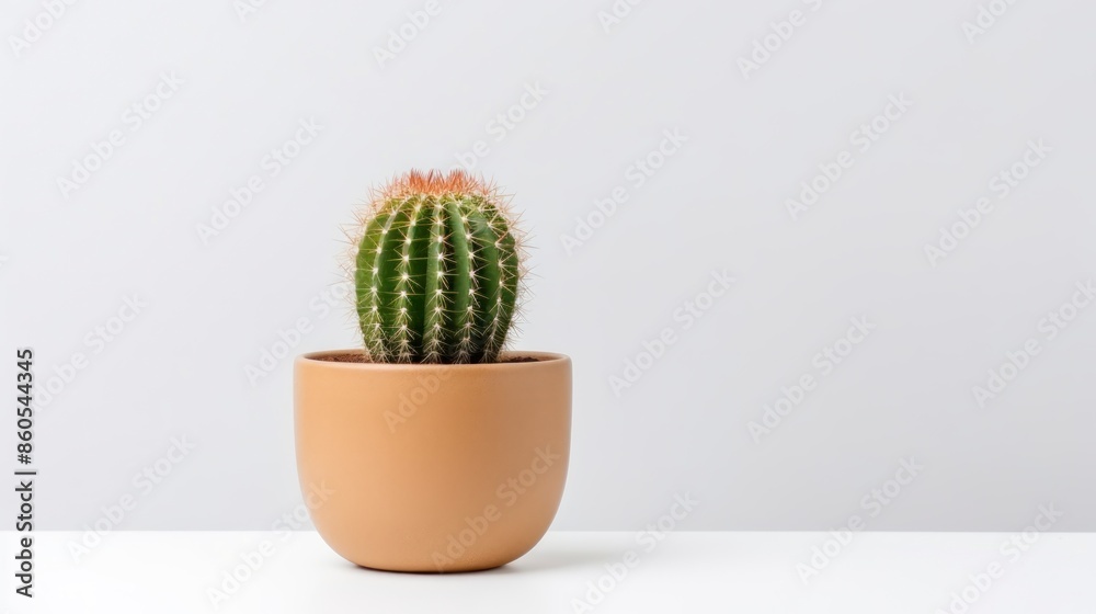 Cactus in a pot on a white background. Minimal style. Cactus in a pot on a white background. Minimal style.