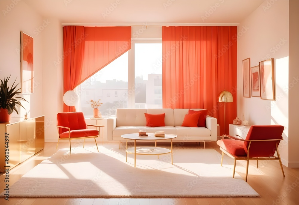 Fototapeta premium white and gold theme modern interior