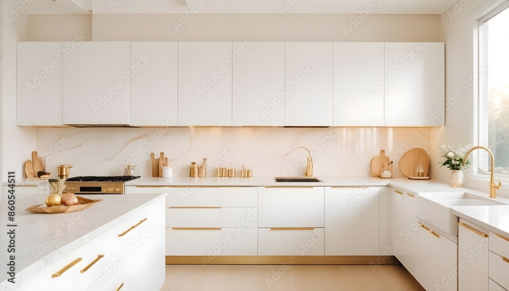 Fototapeta premium white and gold theme modern interior design