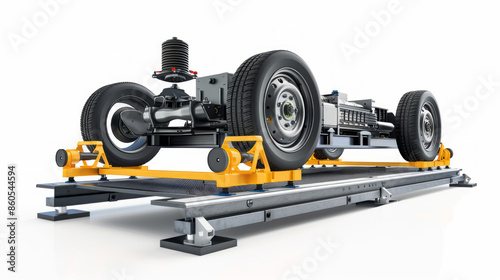 Vehicle chassis dynamometers for testing vehicle performance isolated on white background photo