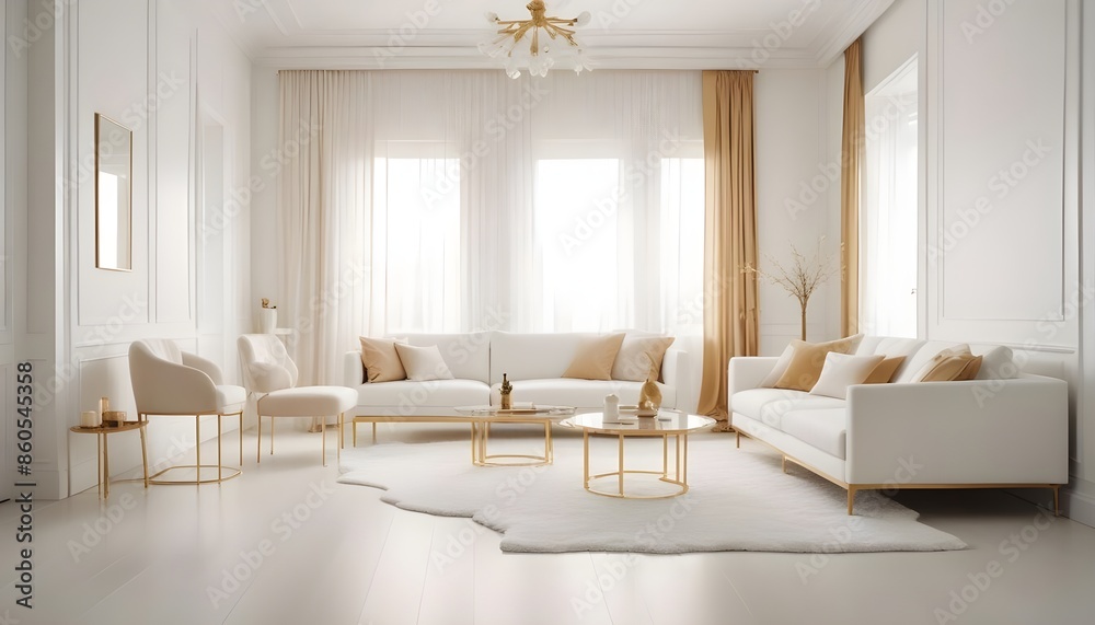 white and gold theme modern interior design