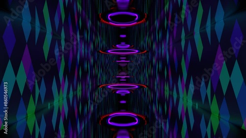 Multicolor Neon Tunnel with Drop in Down Background VJ Loop in 4K